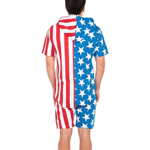 Tipsy Elves USA Short Sleeve Jumpsuit - American Flag Romper for Men NWT - Picture 3 of 4